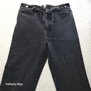WAH Makers Black Cinch Back Jeans 36 Button Fly Old West Vintage Victorian Denim